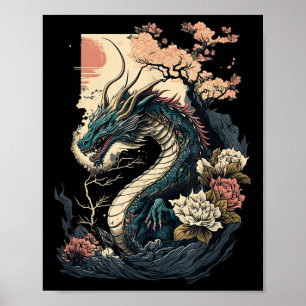 Japanse Esthetische Draak Japanse Kunst Japan Tatt Poster