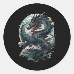 Japanse Esthetische Draak Japanse Kunst Japan Tatt Ronde Sticker