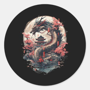 Japanse Esthetische Draak Japanse Kunst Japan Tatt Ronde Sticker