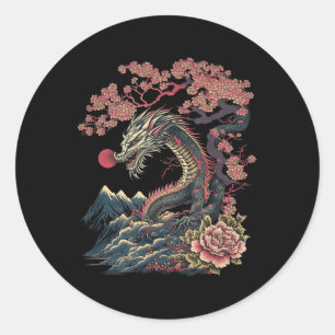 Japanse Esthetische Draak Japanse Kunst Japan Tatt Ronde Sticker