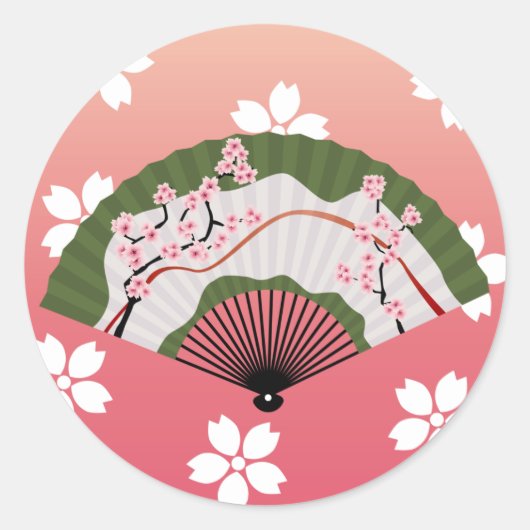 Japanse Fan 2 Ronde Sticker (Voorkant)