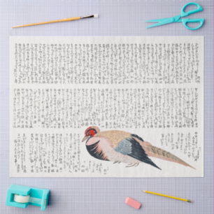 Japanse Fazant Victoriaanse Antieke Kalligrafie Tissuepapier