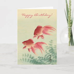  Japanse fijne kunst: Goldfish Birthday Kaart