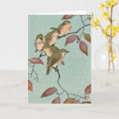 Japanse fijne kunst - groene vogels Kaart (Gele Bloem)