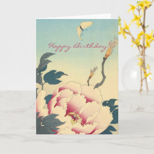  Japanse fijne kunst: Peonies Birthday Kaart
