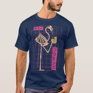 Japanse Flamingo Skeleton Anime Summer Vacation T T-shirt