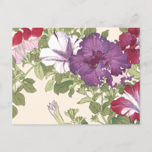 Japanse Floral Art Paars Morning Glories Briefkaart