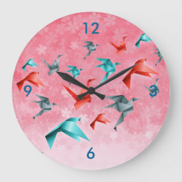 Japanse Floral en Origami Crane Wall Clock Grote Klok