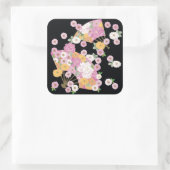  Japanse Floral Fan Vierkante Sticker (Tas)