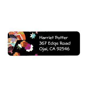 Japanse Floral Kimono Pattern Fine Art Etiket