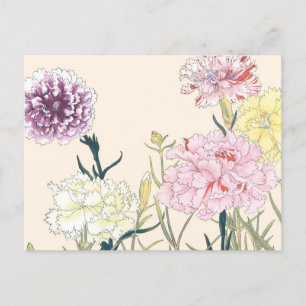  Japanse Floral Pink Carnationbloemen Briefkaart