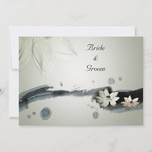 Japanse Flowers Wedding Uitnodiging (Voorkant)