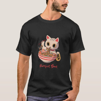 Japanse Fortune Cat slurpt een Purfect Bowl T-shirt