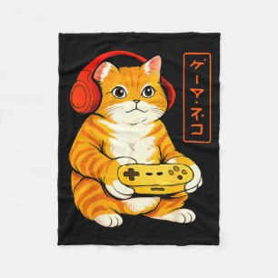 Japanse Gamer Kat Grappige Vintage Gamicade Gesche Fleece Deken