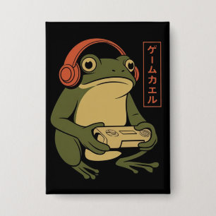 Japanse Gamer Kikker Grappige Vintage Gaming Button