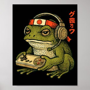 Japanse Gamer Kikker Kunst Mannen Vrouwen Jongens Poster