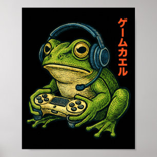 Japanse Gamer Kikker Kunst Mannen Vrouwen Jongens Poster