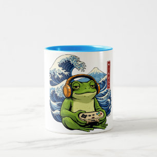 Japanse Gamer Kikker — Vintage Japanse Gamer Kikke Tweekleurige Koffiemok