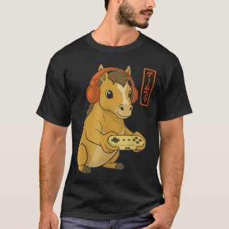 Japanse Gamer Paard Kunst Mannen Vrouwen Jongen Gr T-shirt