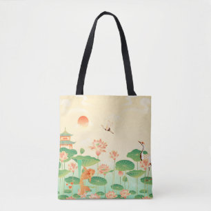 Japanse Garden Koi Pond- en Waterliolkunst Draagtas