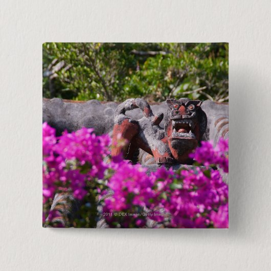 Japanse gargoyle vierkante button 5,1 cm (Voorkant)