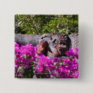Japanse gargoyle vierkante button 5,1 cm