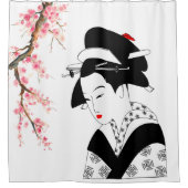 japanse geisha cherry blossom tree roze wit douchegordijn (Voorkant)