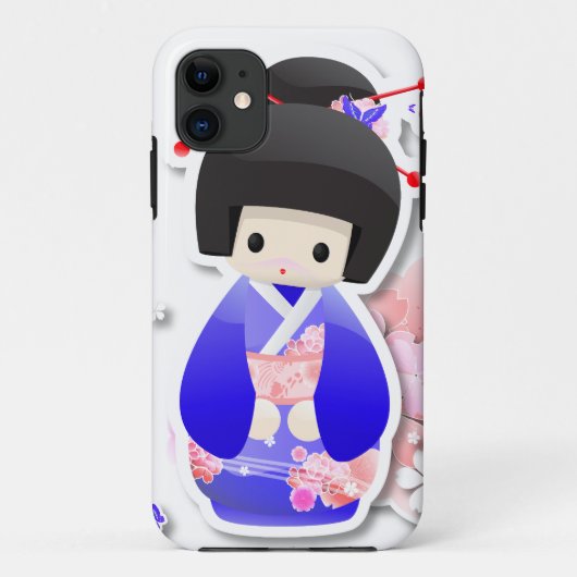 Japanse Geisha Doll - Blue Series iPhone Case (Achterkant)