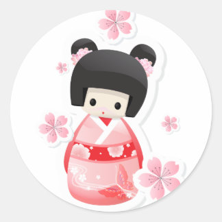 Japanse Geisha Doll - bundelserie Ronde Sticker