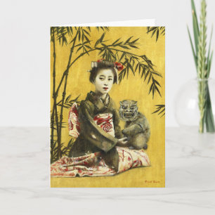  Japanse Geisha en Demon Groeten Kaart