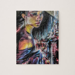 Japanse Geisha Girl Streets van Tokyo Painting Legpuzzel