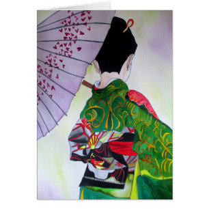 Japanse Geisha-kunst met kimono en paraplu