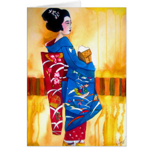Japanse Geisha met blauwe kimono