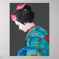 Japanse Geisha met Cherry Blossom fijne kunst