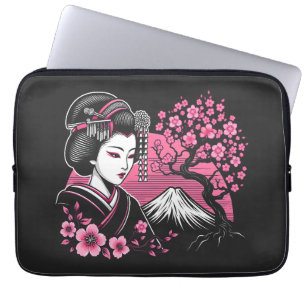 Japanse Geisha Mount Fuji Japanse Kersenbloesem Laptop Sleeve