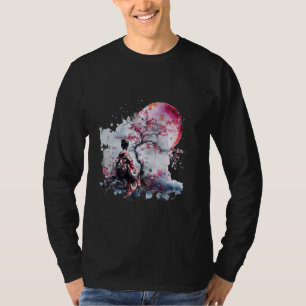 Japanse Geisha Sakura Cherry Blossom Japanse kunst T-shirt