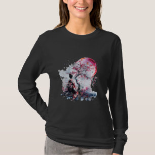 Japanse Geisha Sakura Cherry Blossom Japanse kunst T-shirt