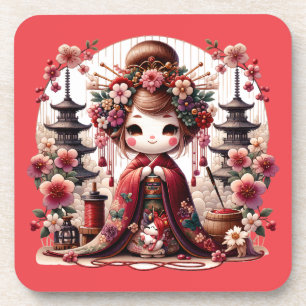 Japanse Geisha Schattigee scene Bier Onderzetter
