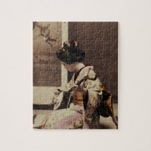 Japanse geisha speelt de shamisen legpuzzel