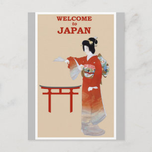 Japanse Geisha Vintage Travel Poster Briefkaart