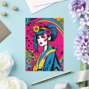 Japanse geisha vrouw in traditionele kimono acryl uitnodigingen