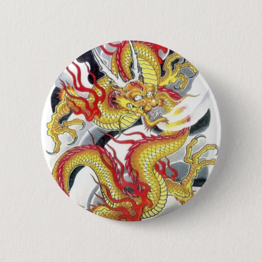 Japanse gele draak ronde button 5,7 cm (Voorkant)