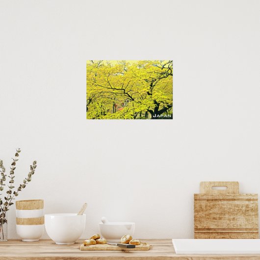 Japanse gele gingko-reisdruk poster (Keuken)