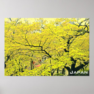 Japanse gele gingko-reisdruk poster
