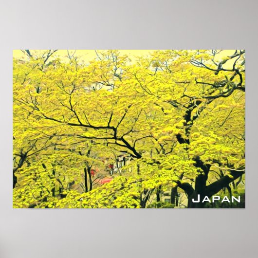 Japanse gele gingko-reisdruk poster (Voorkant)