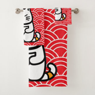 Japanse gelukskat of Maneki-Neko Bad Handdoek