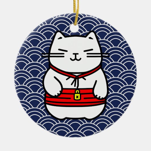 Japanse gelukskat of Maneki-Neko Keramisch Ornament (Voorkant)