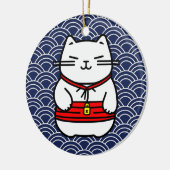 Japanse gelukskat of Maneki-Neko Keramisch Ornament (Links)