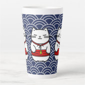 Japanse gelukskat of Maneki-Neko Latte Mok (Voorkant)