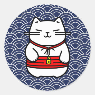 Japanse gelukskat of Maneki-Neko Ronde Sticker